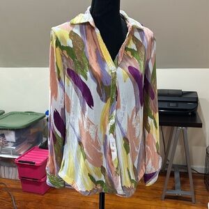 Multicolor Abstract Women's Top and bottom size medium brand new elastic waist